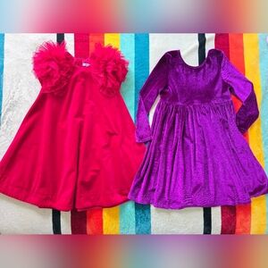 Girls Size 7 Pink Chicken Mayoral Velvet Dresses Bundle